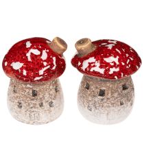 Itens Decoração de casinha de cogumelos: Miniaturas de cogumelo Amanita muscaria (6 cm, 2 unidades)