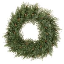 Itens Coroa artificial de ramos de pinheiro com pequenas pinhas, 40 cm