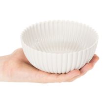 Itens Tigela redonda canelada branca para decoração versátil, 15 cm, 2 peças