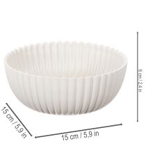Itens Tigela redonda canelada branca para decoração versátil, 15 cm, 2 peças