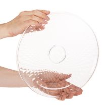 Itens Tigela decorativa redonda transparente com pé, 32 cm