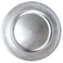 Placa de plástico 25cm prata com efeito folha de prata