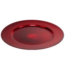 Itens Pratos decorativos pratos plásticos vermelhos Ø33cm com efeito esmalte 6 unidades