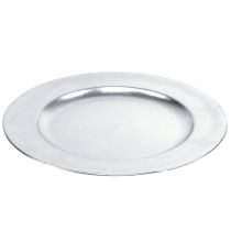 Prato de plástico prata Ø33cm com efeito esmalte