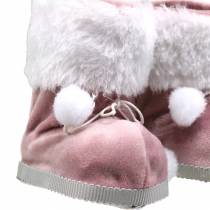 Itens Par de sapatos de pelúcia para decorações para árvores de Natal cinza / rosa 10 cm x 8 cm 2 unidades