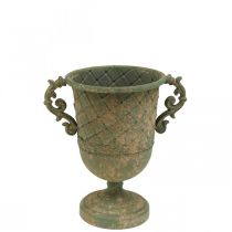 Xícara para plantar, cálice com alças, vasilha de metal aspecto antigo Ø15,5cm Alt.23,5cm