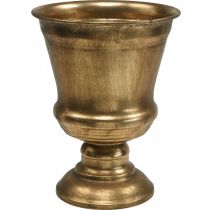 Vaso cálice dourado olhar decoração antiga metal Ø14cm H18.5cm