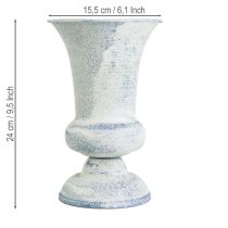Itens Vaso antigo em forma de cálice, branco e azul, Ø17cm A24cm