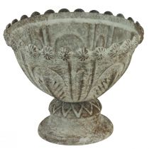 Itens Vaso copo decorativo de metal marrom branco Ø15cm Alt.12,5cm