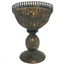 Vaso de copo decoração de metal copo cinza dourado antigo Ø15,5cm Alt.22cm