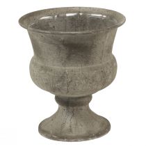 Vaso de copo tigela decorativa de metal cinza antigo Ø13,5cm Alt.15cm