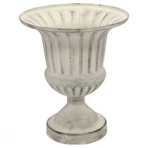 Vaso para copos Metal Deco Shabby Chic Branco Cinza Alt.24cm Ø20cm