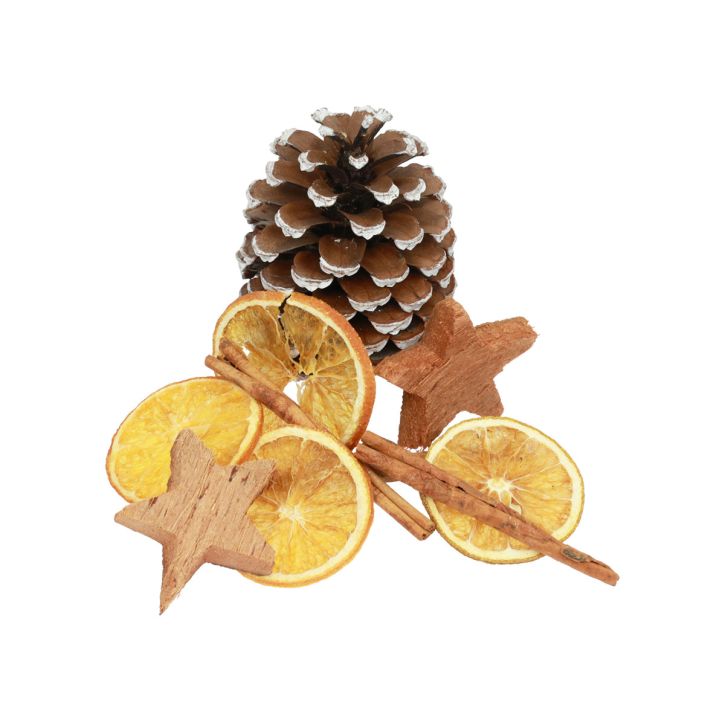 Potpourri Cones de Natal rodelas de laranja madeira de canela 150g