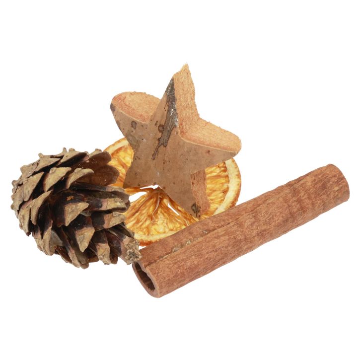 Potpourri Cones de Natal rodelas de laranja madeira de canela 150g