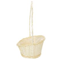 Itens Cesta de presente com aproximadamente 38 cm x 27 cm, em tom claro.