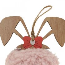 Pingente bunny rosa pingente decorativo de madeira Ø5cm-10cm 6 peças