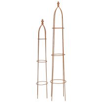 Itens Conjunto de 2 obeliscos em treliça com aparência de ferrugem, 69/86 cm.