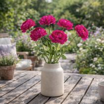 Itens Ranúnculo artificial individual para decoração de interiores atemporal e versátil, 51 cm, 3 peças