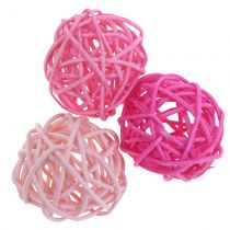Bolas de vime rosa classificadas Ø4cm 24p