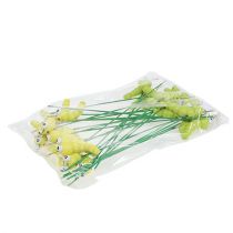 Itens Lagarta de madeira em bastão verde, amarelo 8 cm 24 unidades