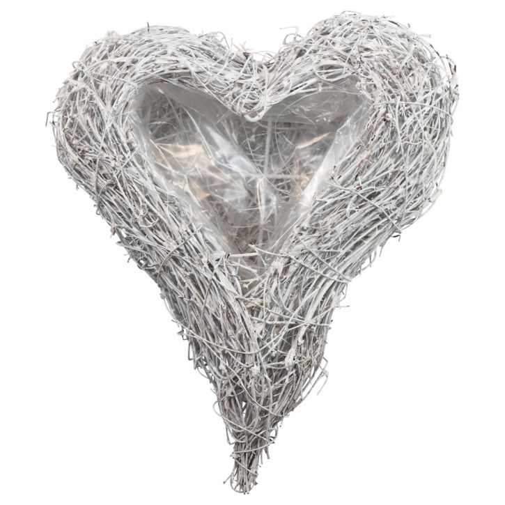 Tigela de planta coração de videira branca natural 16×19cm×5,5cm