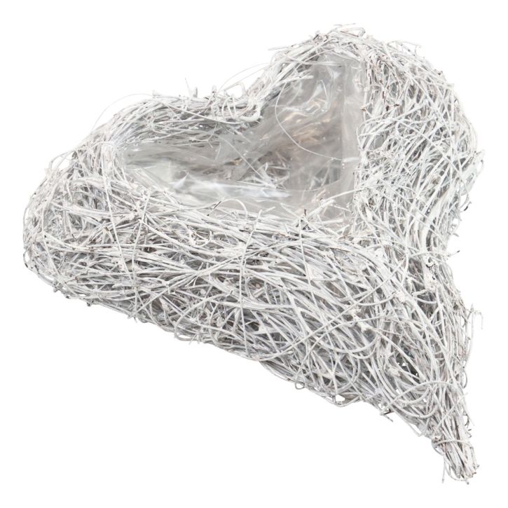Tigela de planta coração de videira branca natural 16×19cm×5,5cm