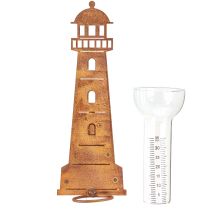 Itens Pluviômetro com aparência de farol enferrujado – Pluviômetro decorativo para jardim e cerca, 41 cm, cor ferrugem.