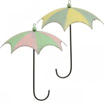 Guarda-chuvas de metal, primavera, guarda-chuvas suspensos, decoração de outono rosa/verde, azul/amarelo H29,5cm Ø24,5cm conjunto de 2