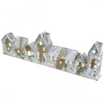Itens Casinhas iluminadas, decoração de janela, luminárias prateadas, lanterna de metal com aparência antiga, 67,5 cm de comprimento x 20 cm de altura.