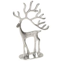 Itens Decoração de rena, figura de veado, metal prateado, altura 31 cm