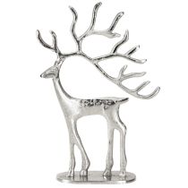 Itens Decoração de rena, figura de veado, metal prateado, altura 31 cm