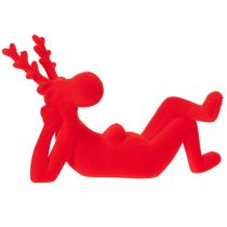 Itens Conjunto de 2 estatuetas decorativas de rena vermelha deitada, design moderno, 24 cm.