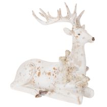 Itens Estatueta decorativa de um veado sentado com chifres, 30 cm
