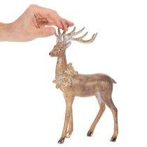 Itens Estatueta decorativa de veado com chifres, para colocar em pé, decoração de Natal, 28 cm