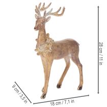 Itens Estatueta decorativa de veado com chifres, para colocar em pé, decoração de Natal, 28 cm
