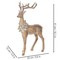 Itens Estatueta decorativa de um veado em pé com chifres e pinhas, 41 cm