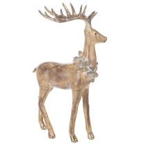 Itens Estatueta decorativa de um veado em pé com chifres e pinhas, 41 cm