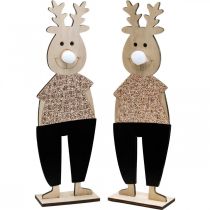 Itens Figura decorativa de madeira de rena em pé Natal 12×6.5cm A45cm 2uds