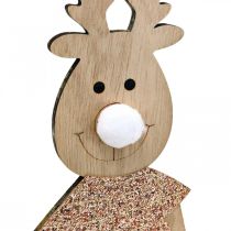 Itens Figura decorativa de madeira de rena em pé Natal 12×6.5cm A45cm 2uds