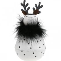 Itens Rena decorativa, decoração de Natal, figura decorativa em metal, Advento branco, preto Alt.15,5cm Ø8cm