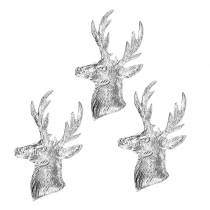 Busto de rena decorativo metal prateado 8cm × 4,8cm 8uds