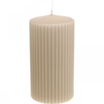 Velas de pilar vela canelada bege 70/130mm 4uds