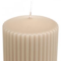 Itens Velas de pilar vela canelada bege 70/90mm 4uds