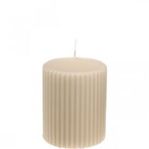 Itens Velas de pilar vela canelada bege 70/90mm 4uds