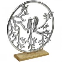 Mola para decoração de mesa, anel decorativo pássaro deco prata Alt.37,5cm