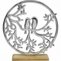 Mola para decoração de mesa, anel decorativo pássaro deco prata Alt.37,5cm
