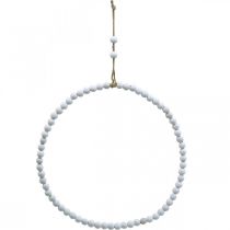Anel com pérolas, mola, anel decorativo, casamento, grinalda para pendurar branco Ø28cm 4pcs