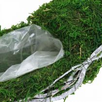 Anel de planta de grinalda de musgo com videiras e verde musgo, Ø35cm branco