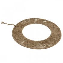 Itens Argola decorativa para pendurar, estilo boho, prata natural, Ø39,5cm