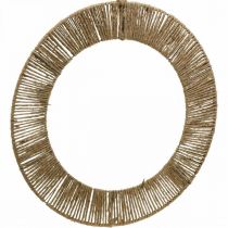 Decoração de parede, verão, anel para pendurar, estilo boho, anel decorativo coberto natural, prata Ø49cm
